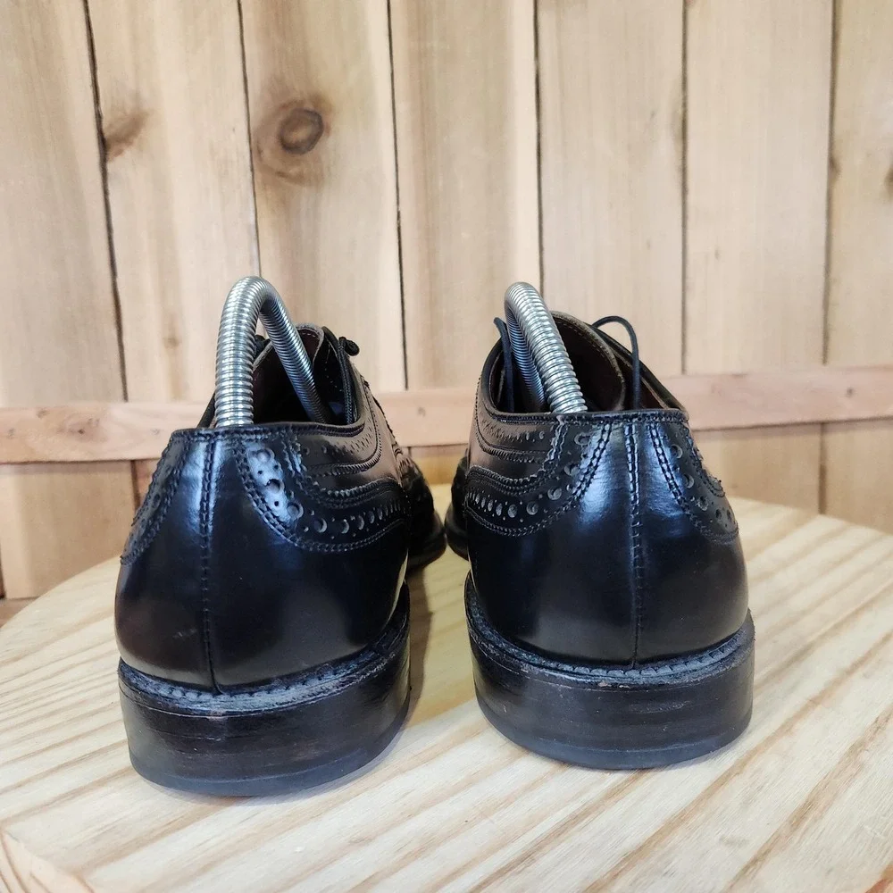 Allen Edmonds McAllister Shoes Mens 8.5‎ D Black Leather Wingtip Oxford USA
